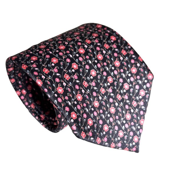 Brioni Necktie 100% Silk Black Floral Multi-color 61L 4W Tie Made in Italy - Picture 1 of 8